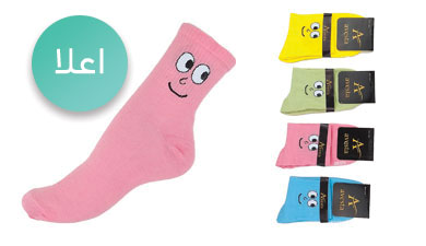 جوراب نخی زنانه نیم ساق کش انگلیسی اعلا طرح صورت