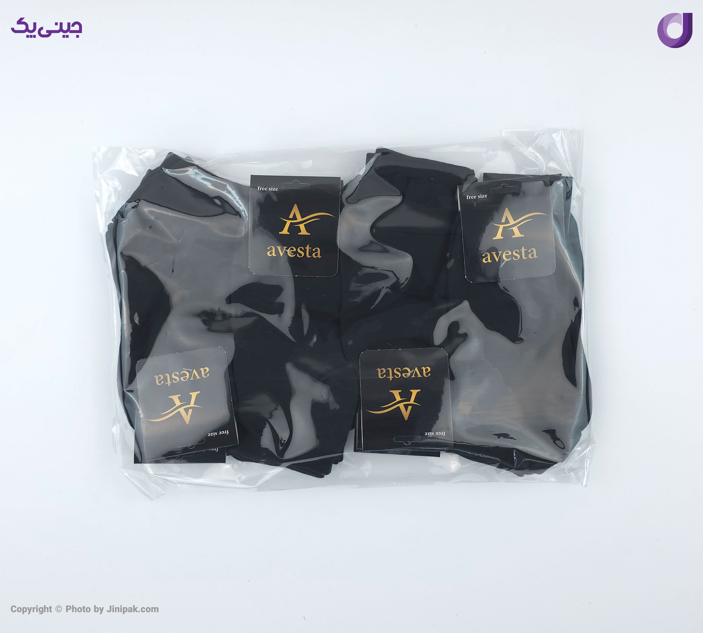 جوراب مچی نخی زنانه و مردانه طرح مشکی ساده