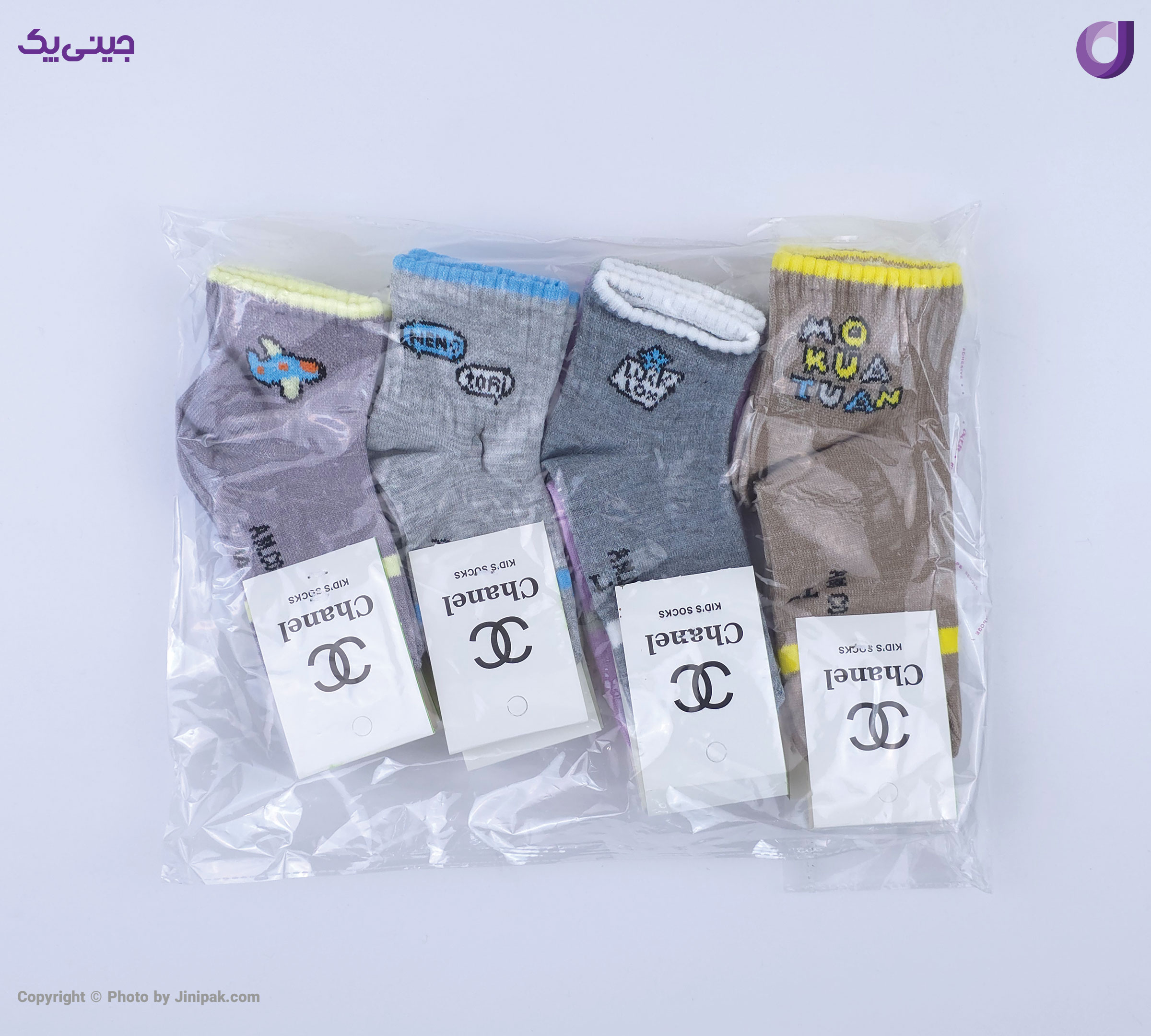 بسته بندی محصول جوراب مچی نخی بچگانه 3 تا 6 طرح هواپیما