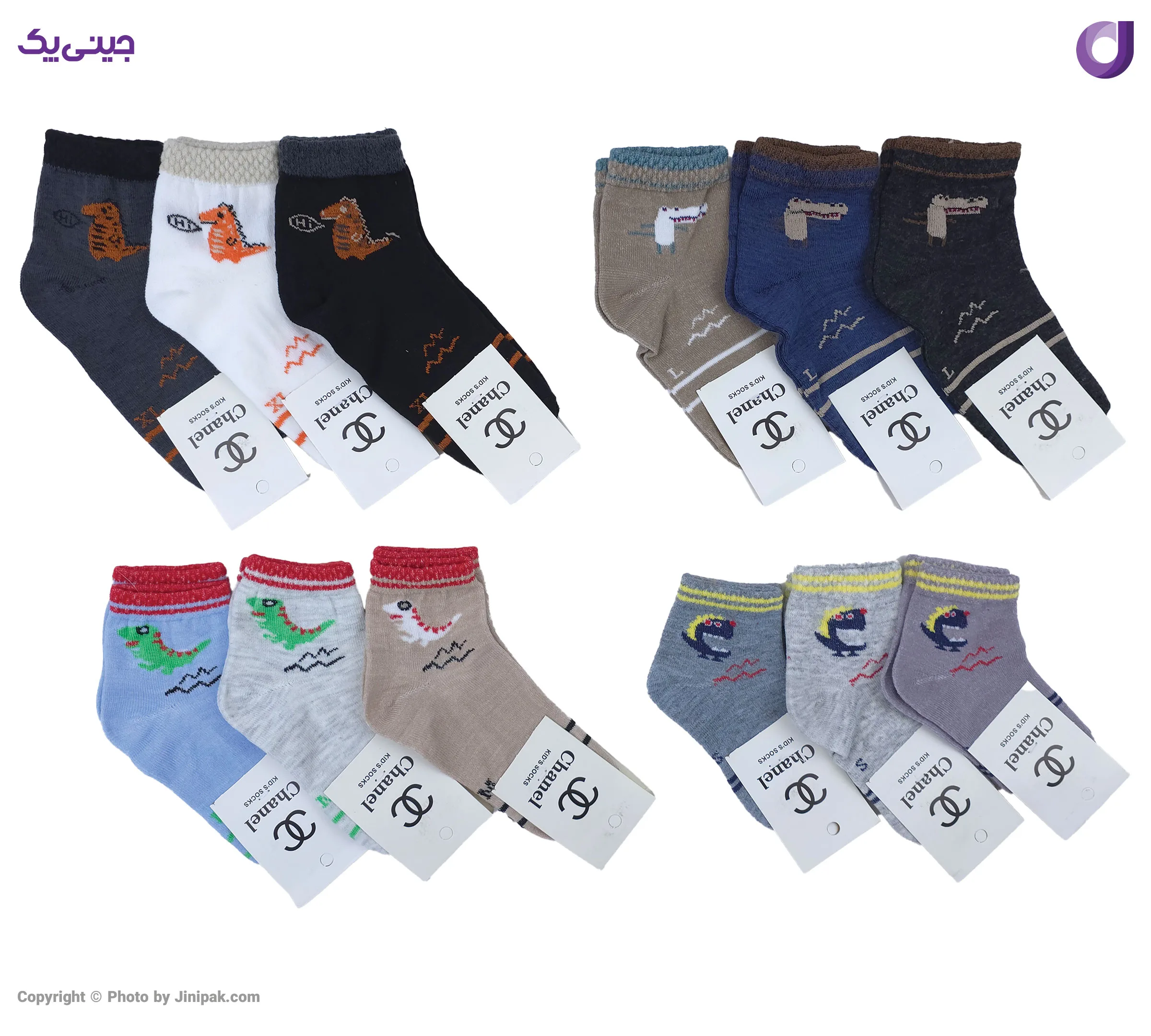 جوراب ساقدار نخی بچگانه 3 تا 6 طرح تمساح