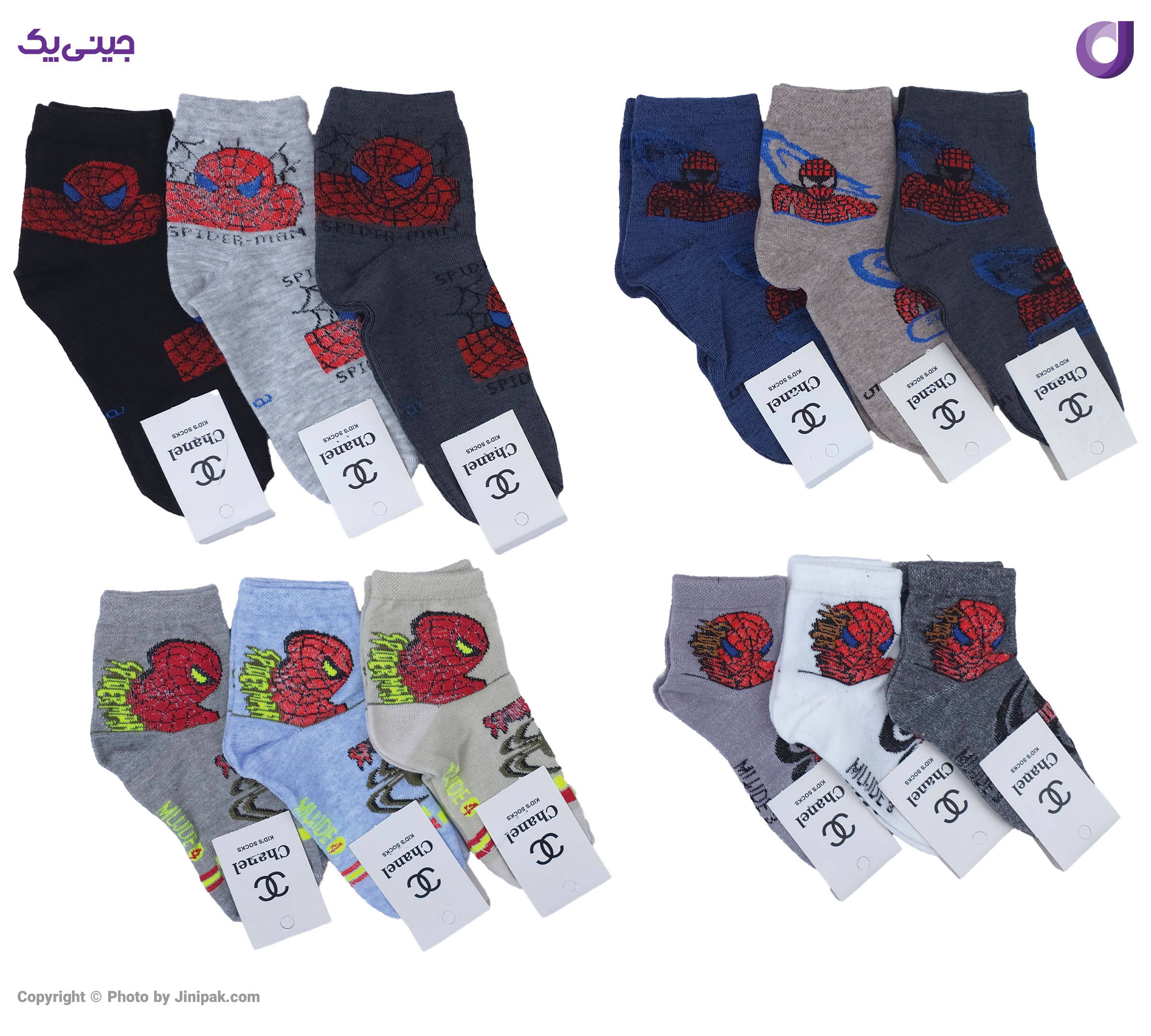 جوراب ساقدار نخی بچگانه 3 تا 6 طرح مرد عنکبوتی