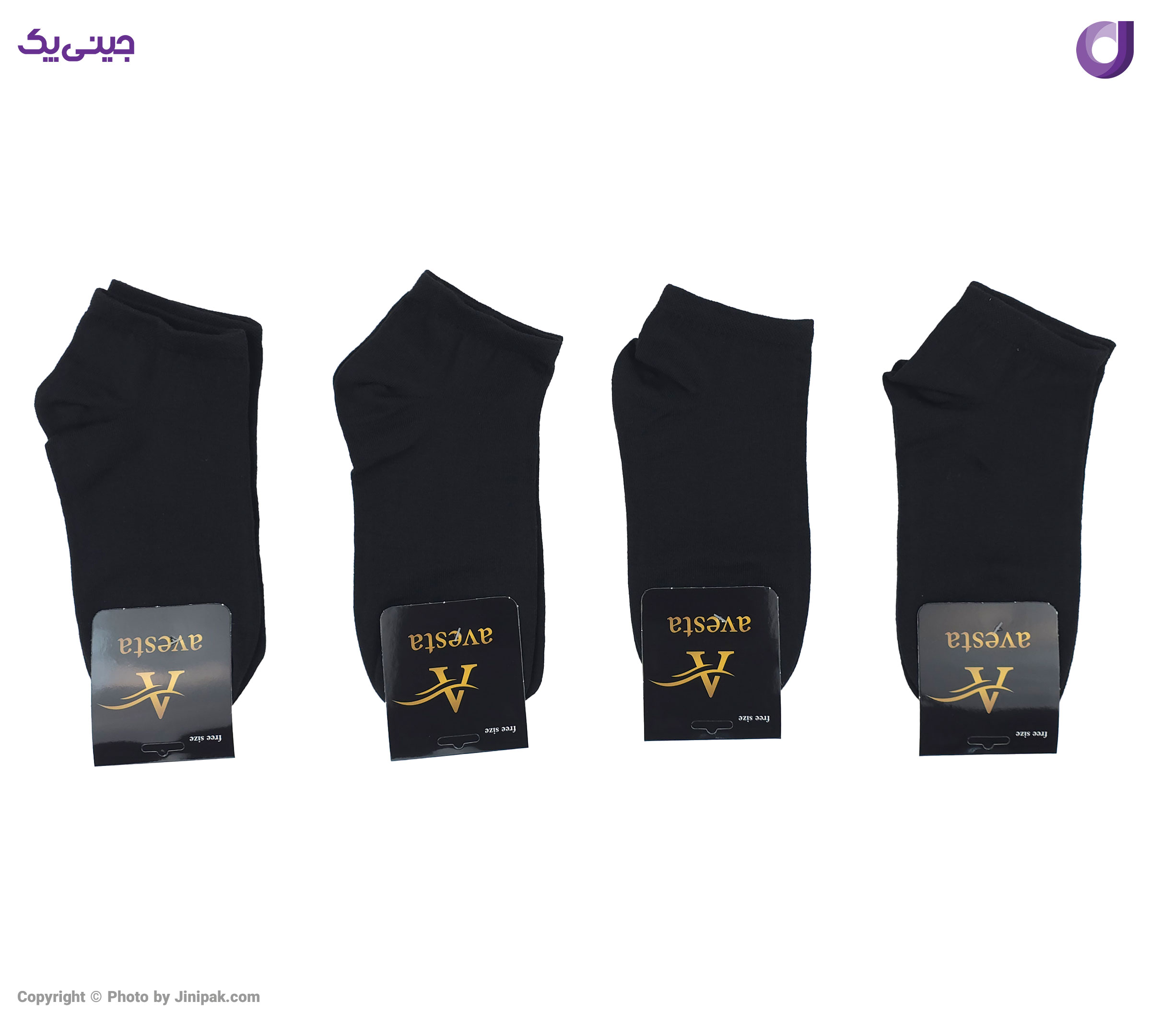 جوراب مچی نخی زنانه و مردانه طرح مشکی ساده