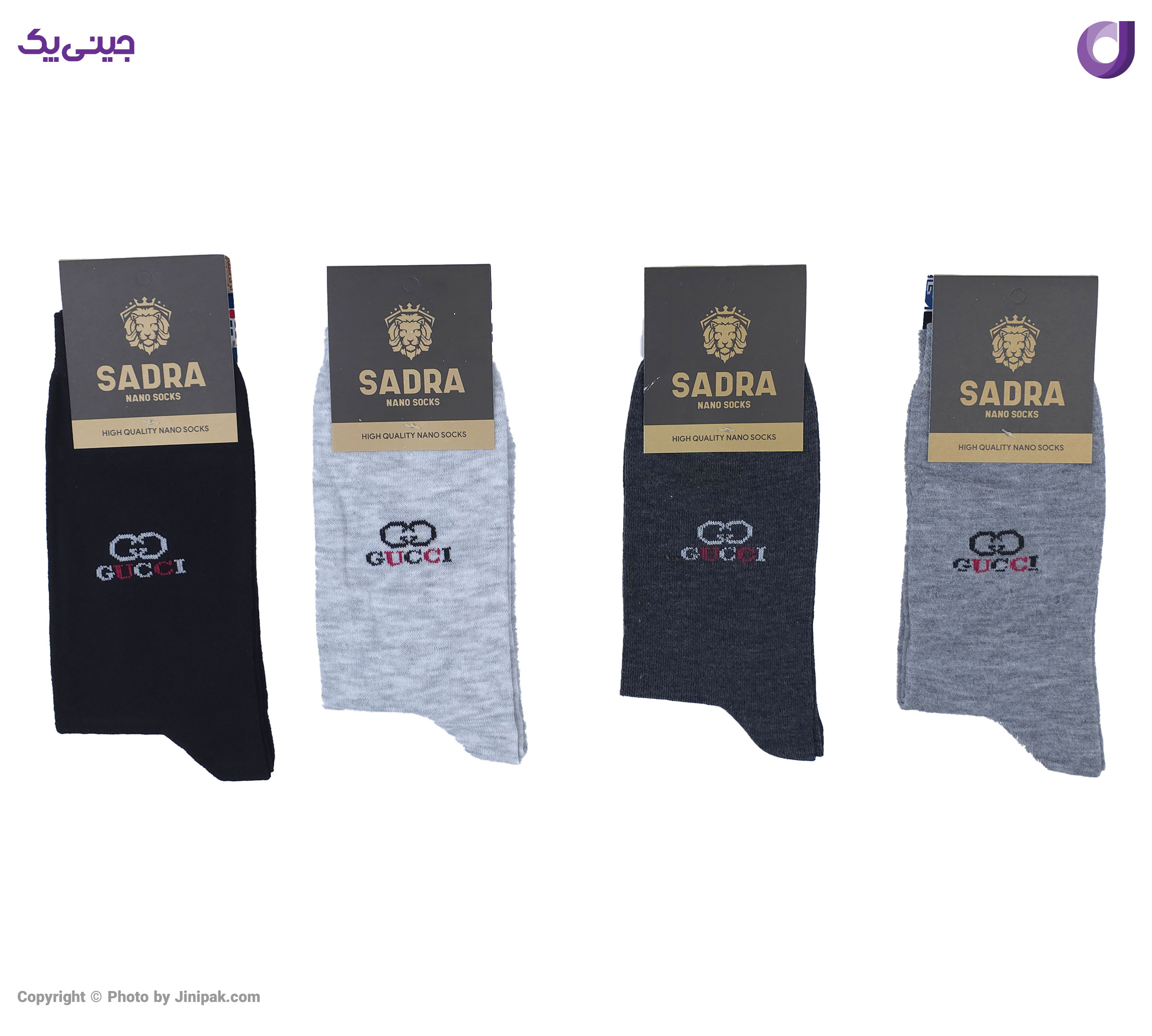 جوراب کامپیوتری مردانه نخی ساق بلند طرح گوچی