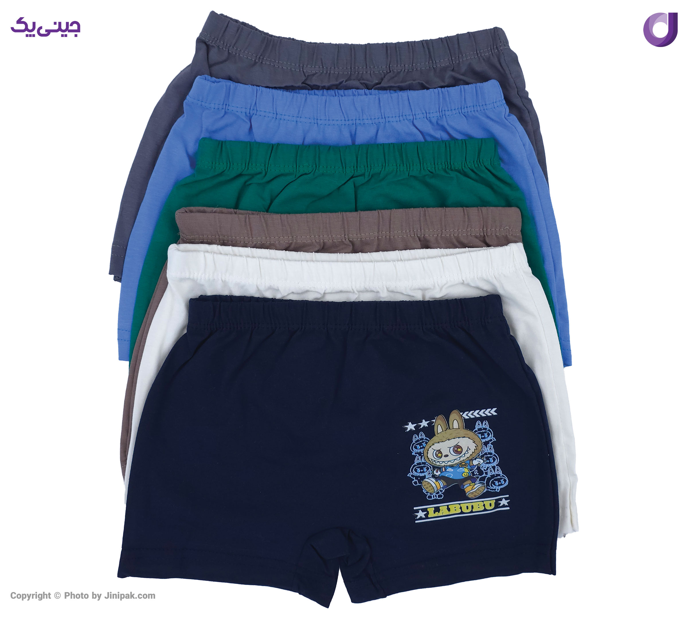 شورت نخ پنبه نیم پا پسرانه رنگی جلو چاپ
