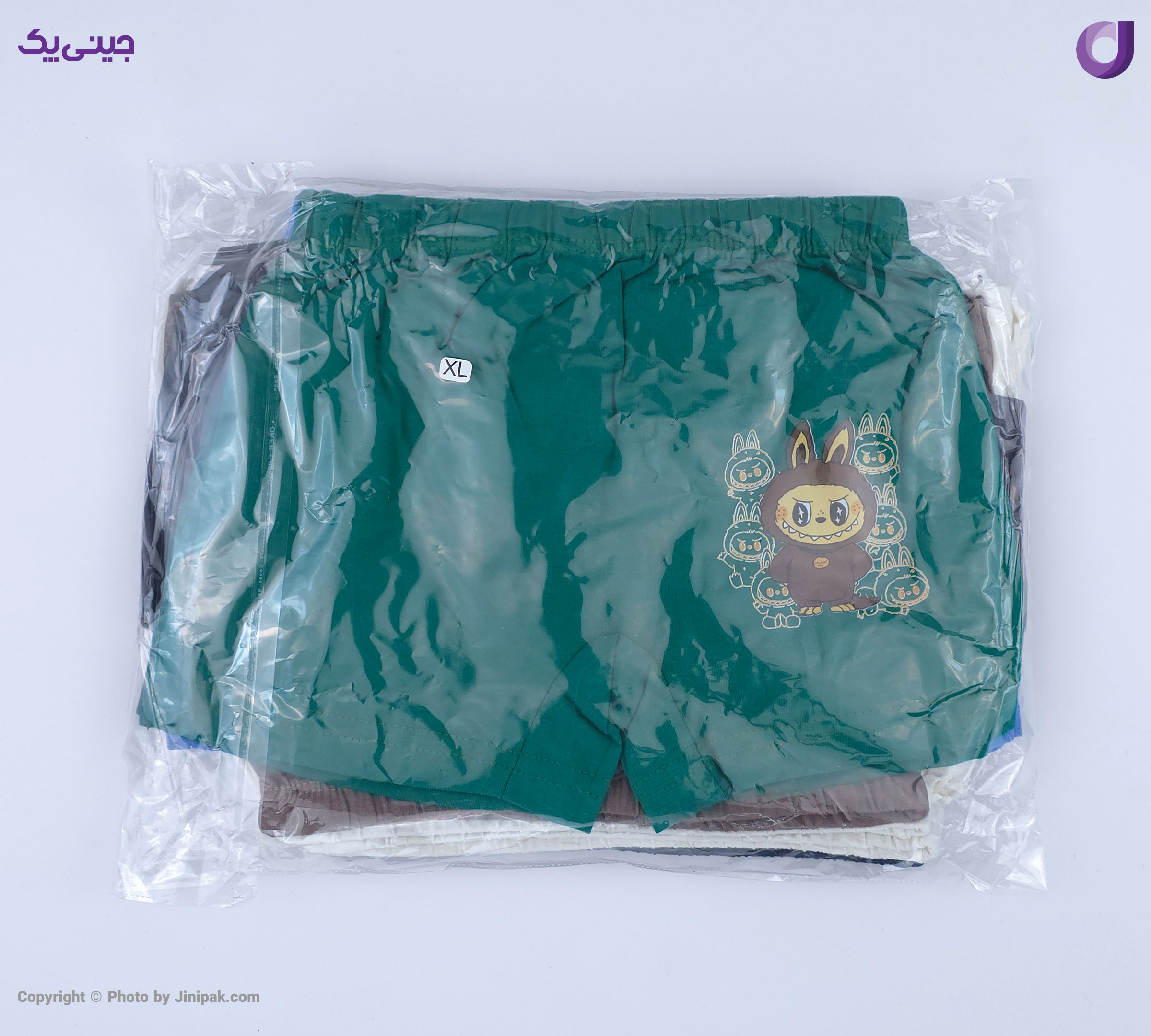 شورت نخ پنبه نیم پا پسرانه رنگی جلو چاپ