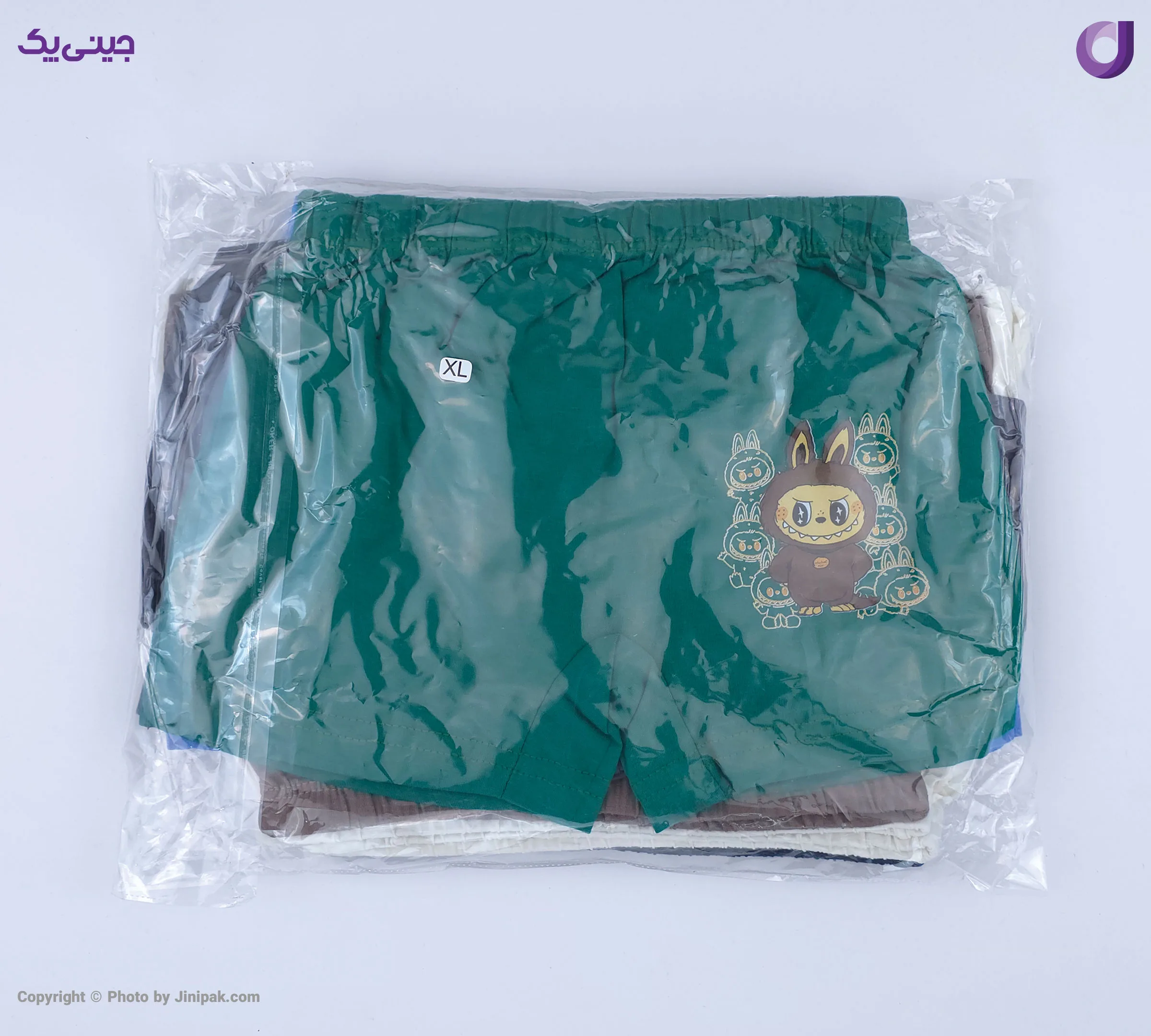 شورت نخ پنبه نیم پا پسرانه رنگی جلو چاپ