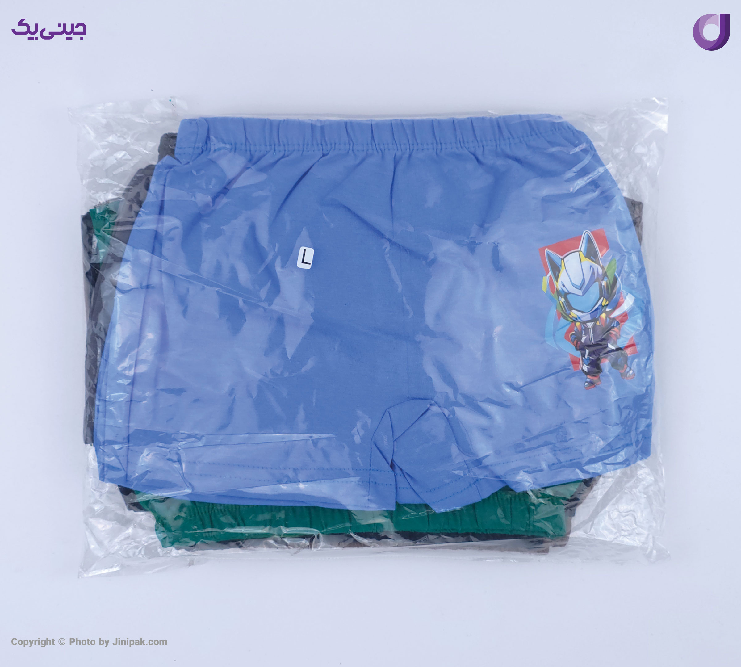 شورت نخ پنبه نیم پا پسرانه رنگی جلو چاپ