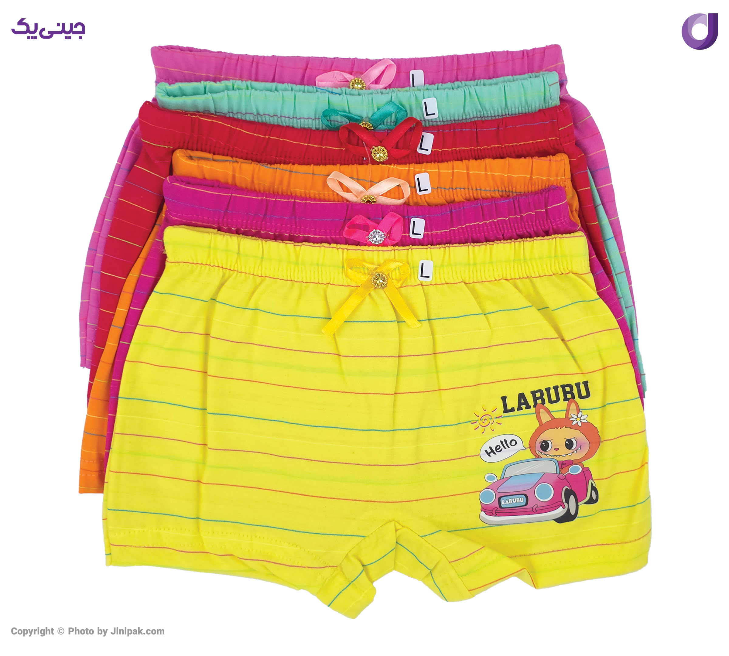 شورت نخ پنبه نیم پا دخترانه رنگی جلو چاپ
