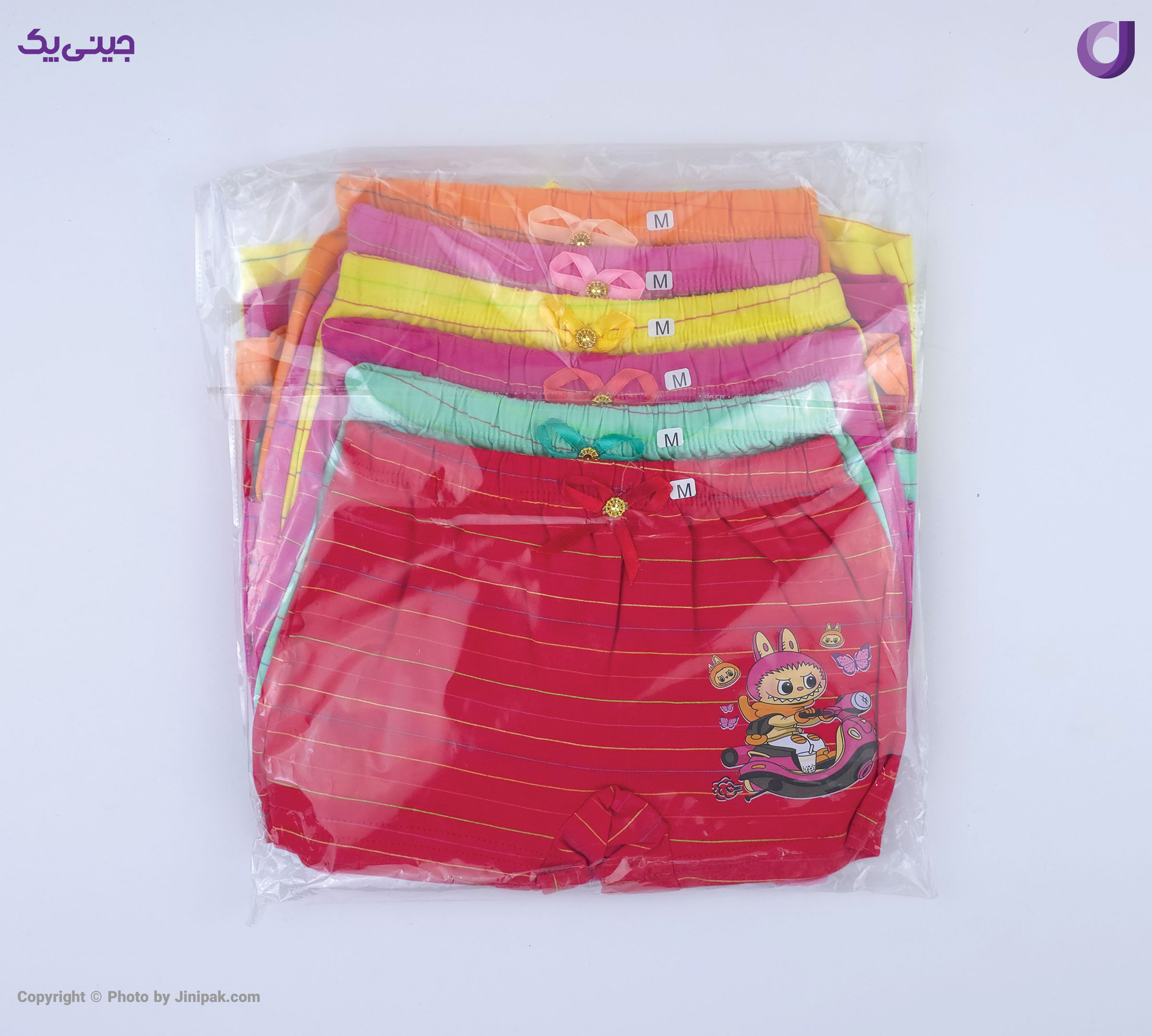 شورت نخ پنبه نیم پا دخترانه رنگی جلو چاپ