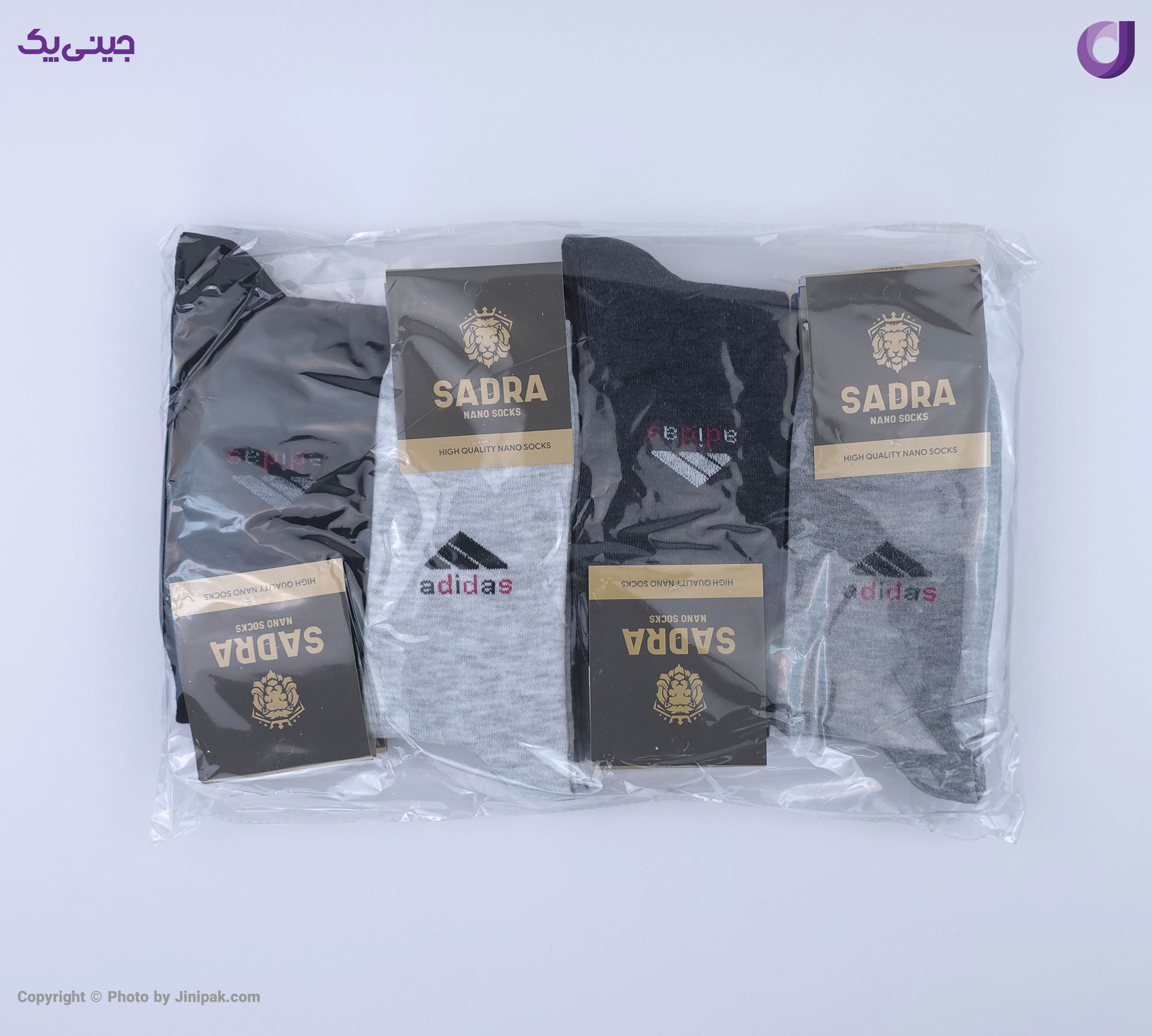 جوراب کامپیوتری نخی مردانه ساق بلند طرح آدیداس