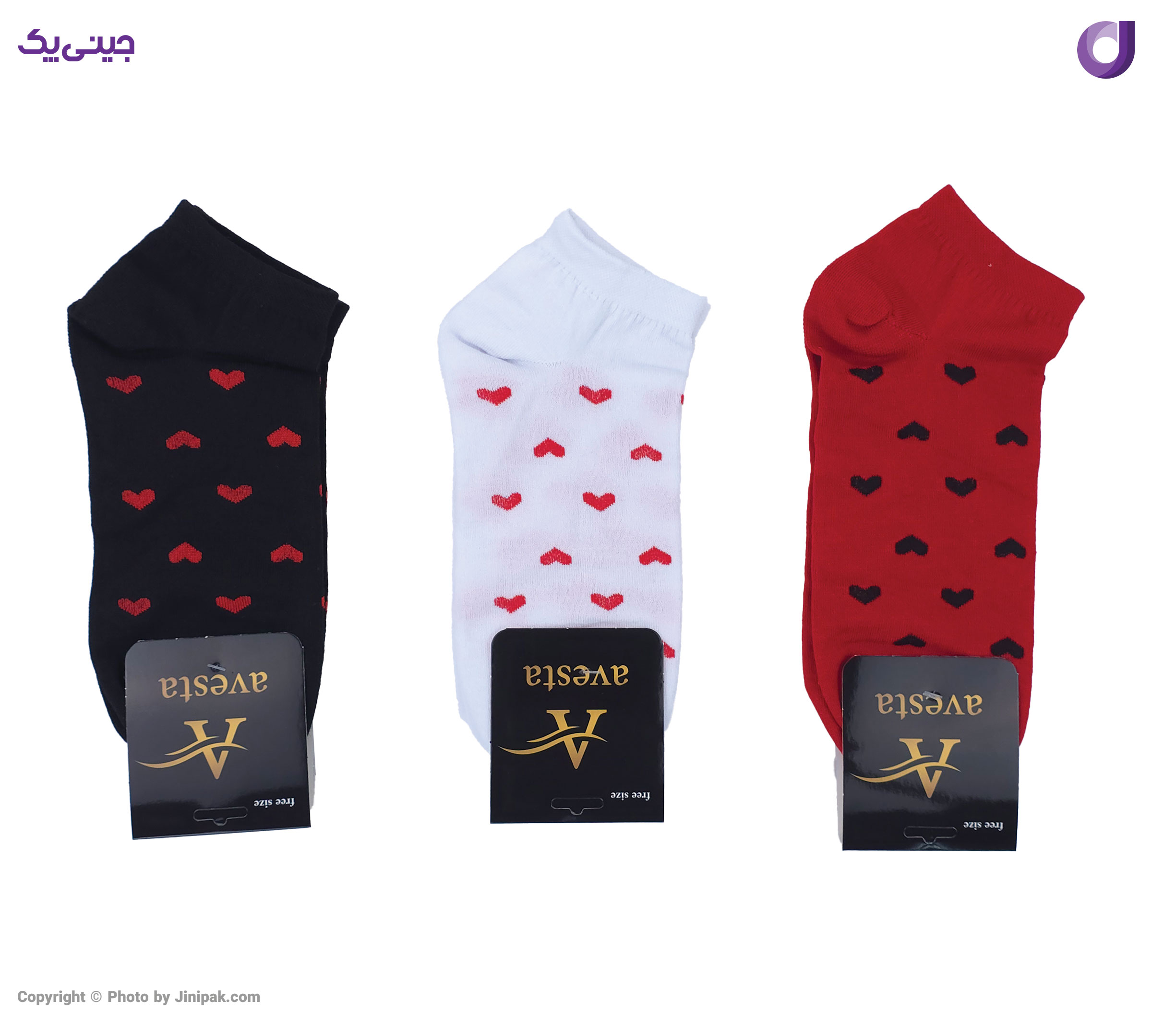 جوراب مچی نخی زنانه طرح قلب