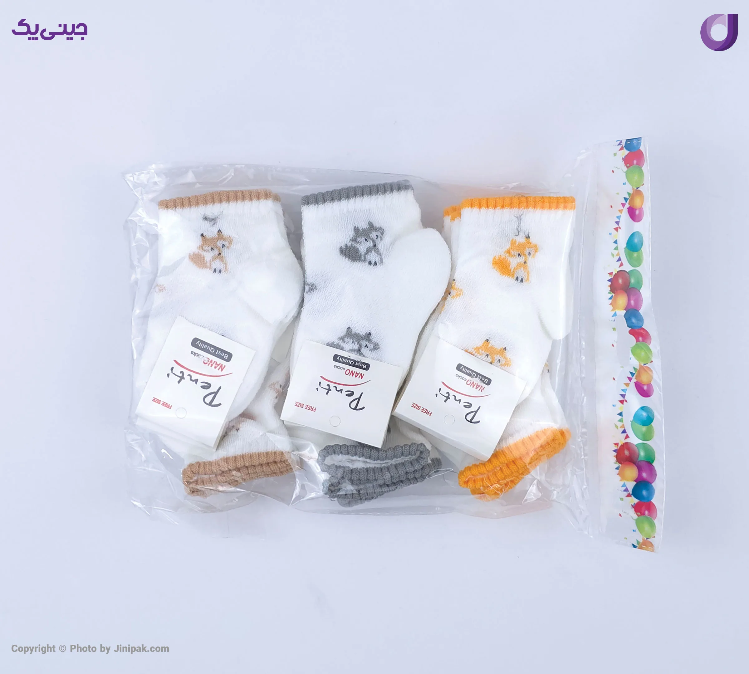 جوراب نخی نوزادی طرح روباه