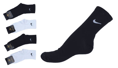 جوراب نیم ساق نخی زنانه و مردانه کش انگلیسی سفید و مشکی طرح نایک