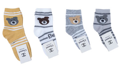 جوراب ساقدار نخی بچگانه 3 تا 6 طرح خرس تدی