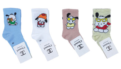 جوراب ساق بلند نخی بچگانه 3 تا 6 طرح سگ