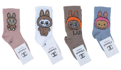 جوراب ساق بلند نخی بچگانه 3 تا 6 طرح لبوبو