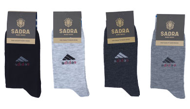 خرید عمده جوراب کامپیوتری نخی مردانه ساق بلند طرح آدیداس