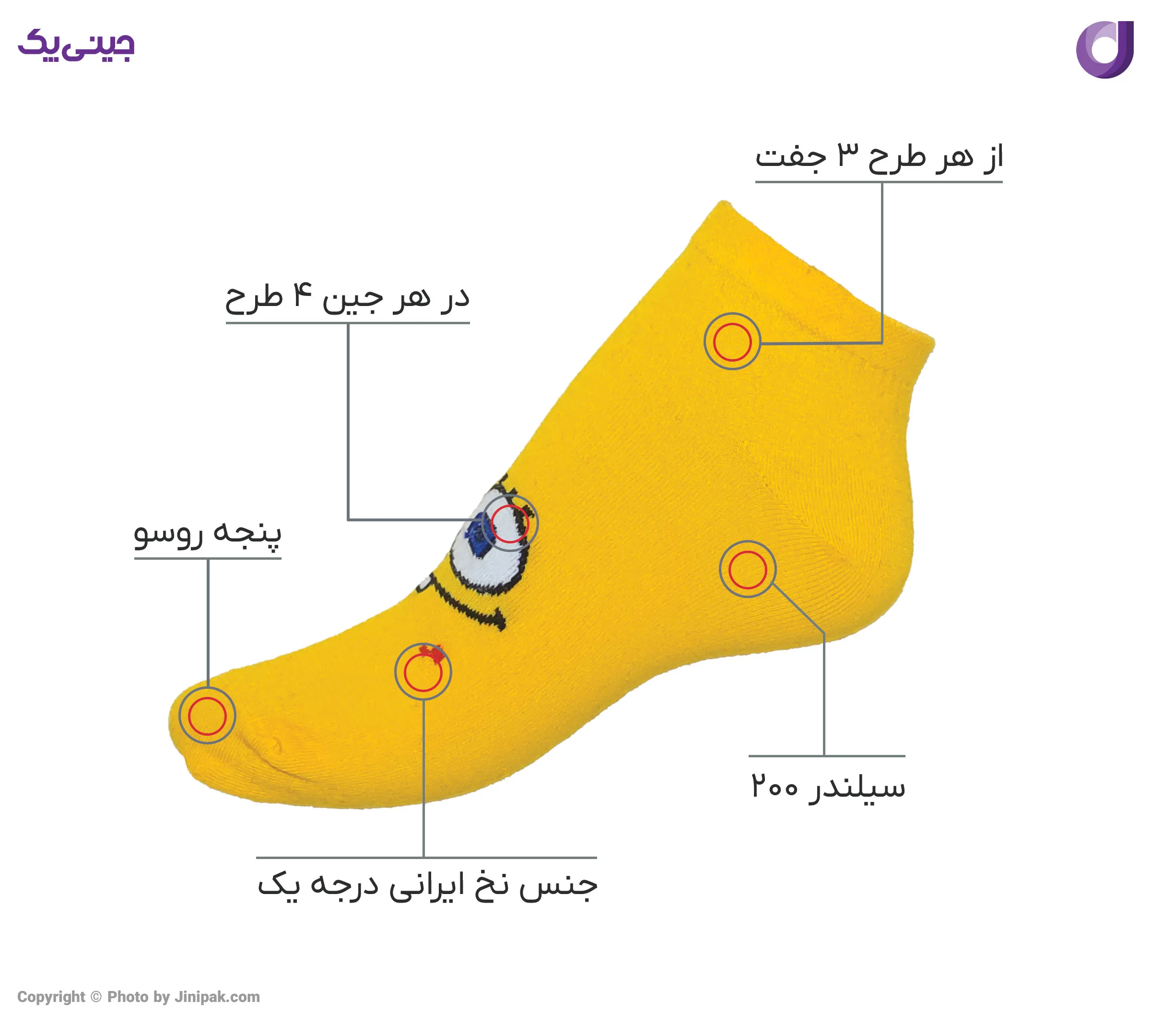جوراب مچی نخی زنانه طرح باب اسفنجی