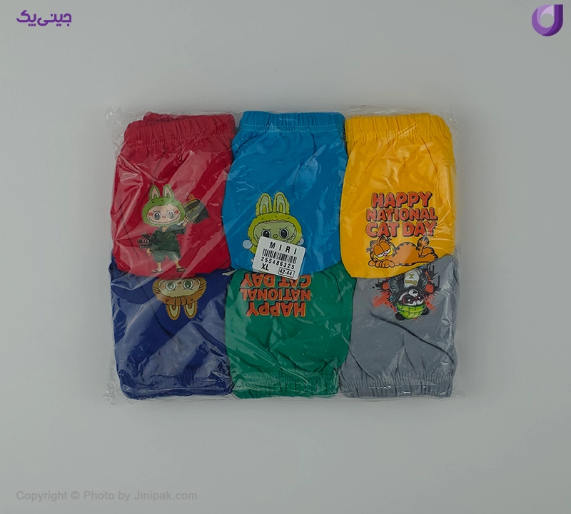 شورت اسلیپ پسرانه نخی رنگی جلو چاپ