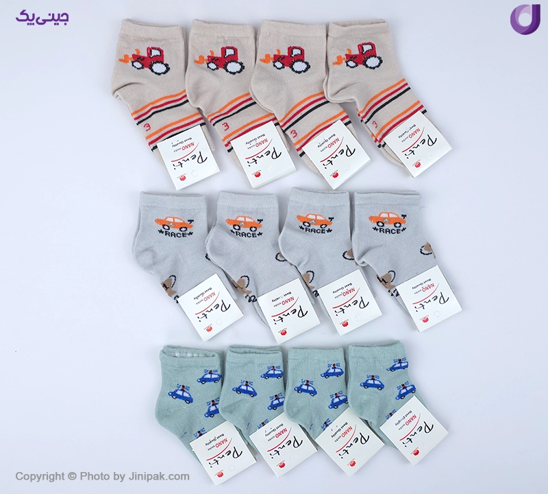 جوراب نخی 1-2-3 سال طرح ماشین 