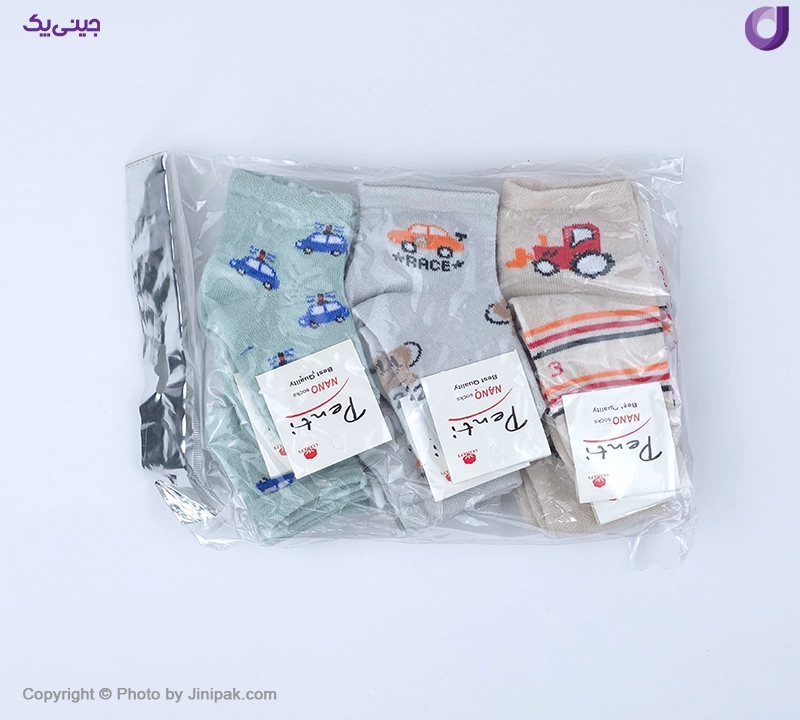 جوراب نخی 1-2-3 سال طرح ماشین 