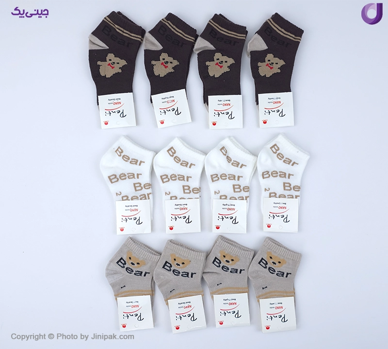 جوراب نخی 1-2-3 سال طرح تدی 