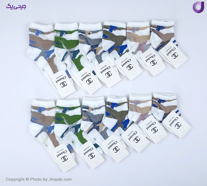 جوراب نخی بچگانه 2 تا 7 سال طرح پلنگی رنگی 