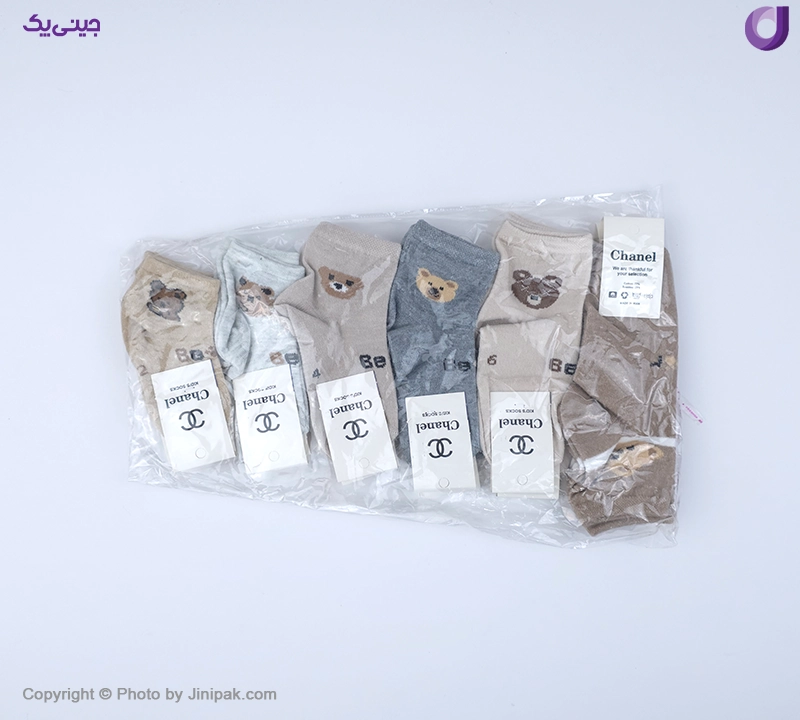 جوراب نخی بچگانه 2 تا 7 سال طرح تدی رنگی 
