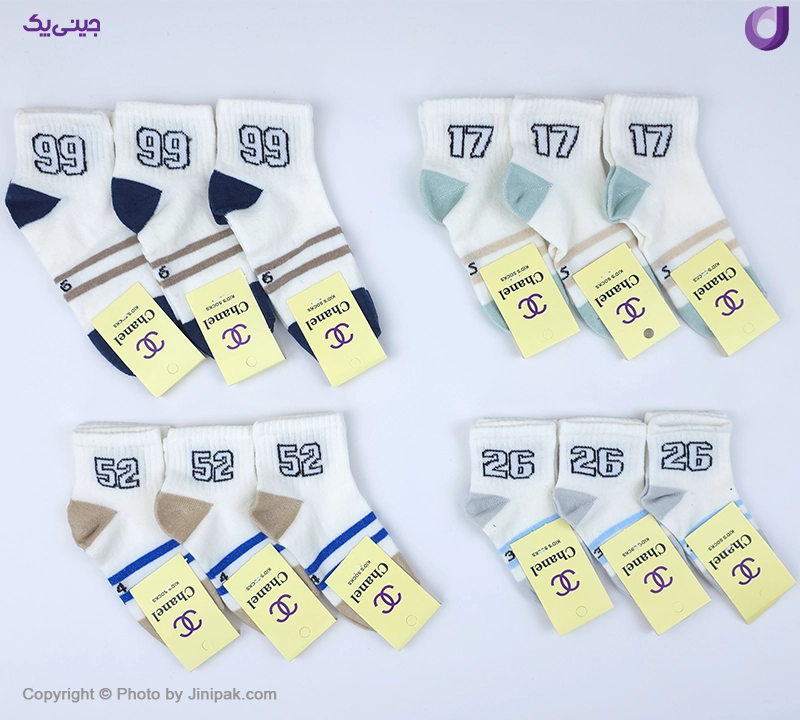 جوراب نخی بچگانه کش انگلیسی 3 تا 6 سال طرح اعداد